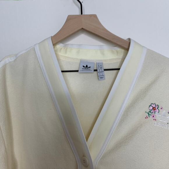 Adidas Button Down Cardigan With Logo Cream Cream White IP3761 Womens Small - Picture 8 of 16